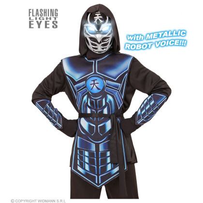 Cyber Ninja mit Oberteil mit Kapuze, Rüstung, Gürtel, Armschoner, Maske mit Leuchtenden Augen & 3 Roboterstimmen mit 3 X Aaa Batterien Enthalten