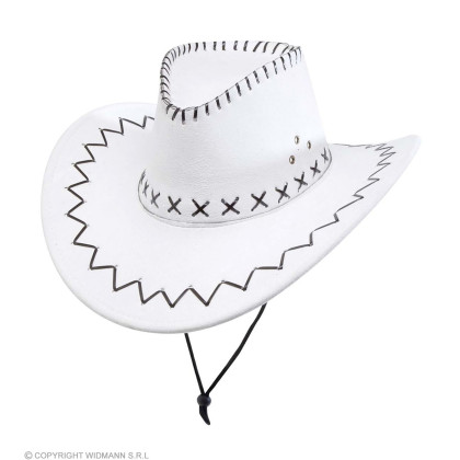 Weißer Cowboy Hut mit Nähten Wildlederoptik