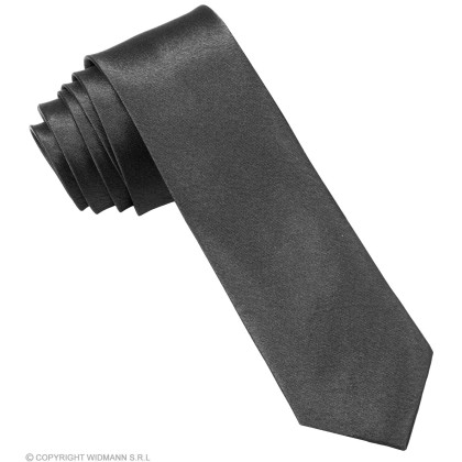 Schmale Schwarze Krawatte aus Satin