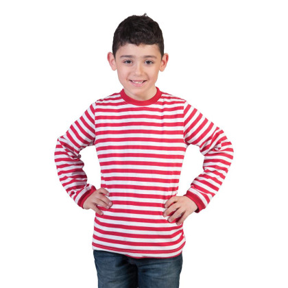 Ringel T-Shirt für Kinder (rot/weiß) 116, 128, 140, 152, 164