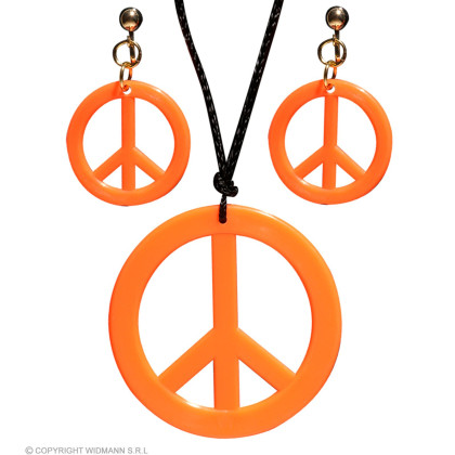 Neon Oranges Hippie Set Peace Kette & Ohrringe