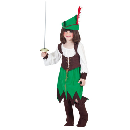 Mädchen im Mittelalter Kostüm für Kinder als Robin Hood verkleidet