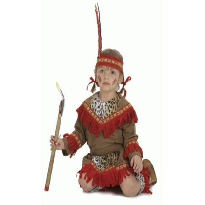 Indianerin Kleinkind Baby Kostüm in Velousleder Optik mit Kopfschmuck und Gamschen