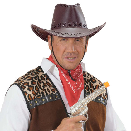 Cowboyhüte braun Leder Look Karneval und Fasnacht