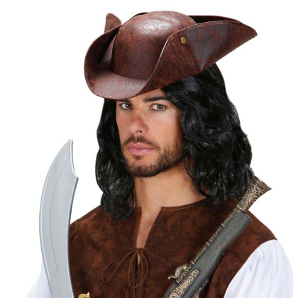 Piraten Hut in braun mit Leder Antik Aussehen