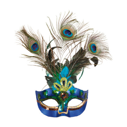 Maske mit Pfauen Federn Paradies Vogel
