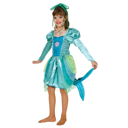 Knielanges Meerjungfrau Kleid für Kinder in Aqua Farben