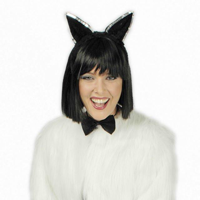 Karneval Halloween Kostüm Set Katze Kätzchen Ohren Katzenohren Schwanz Fliege 