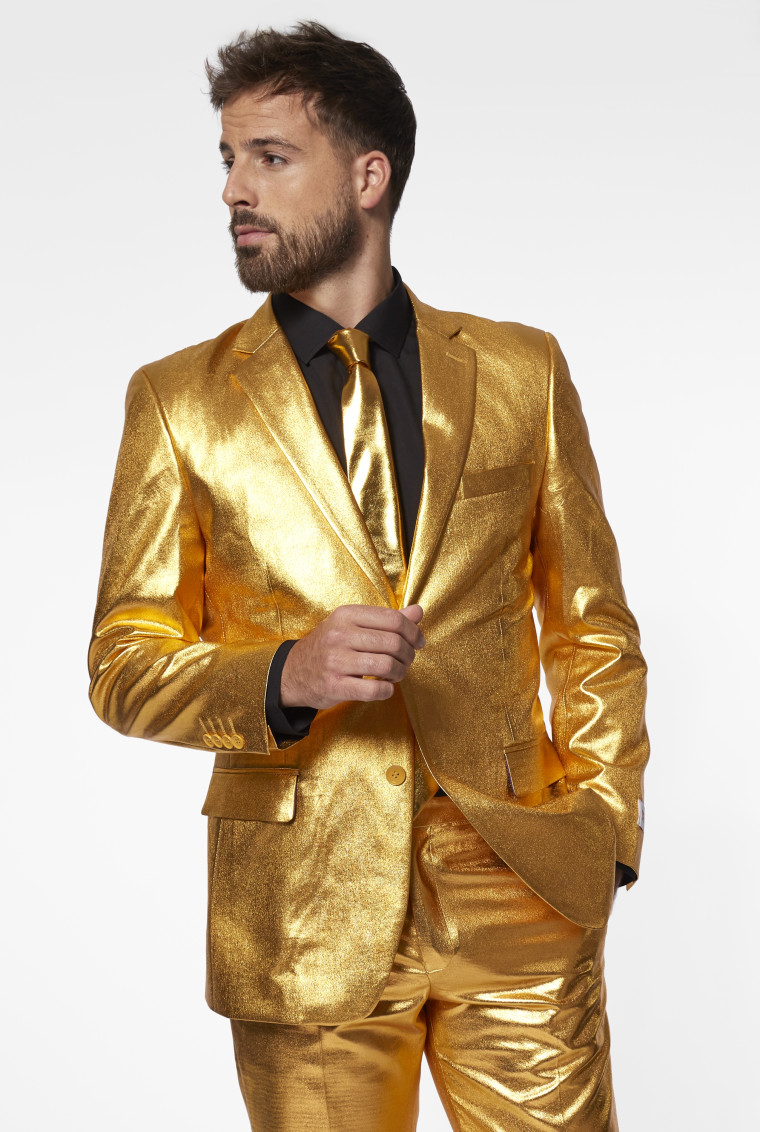 Anzug Gold Herren mit Jacket, Hose und Krawatte