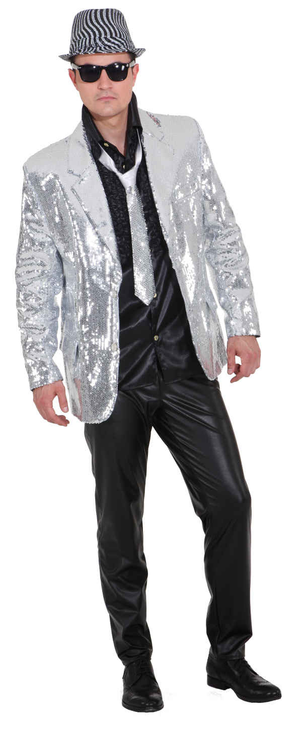 Pailletten Jacket Kostüm Jacke Sakko Blazer Gangster Glamour Show Disco Party 