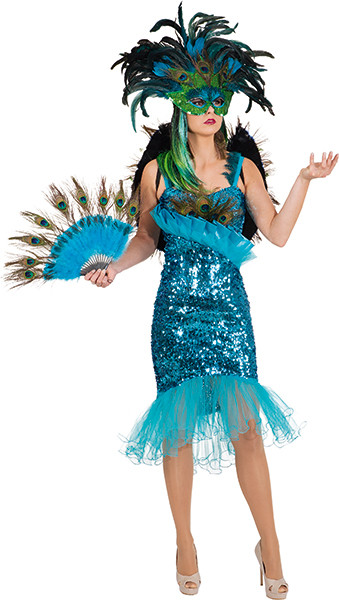 Smi Halloween Karneval Augenmaske Smaragd Pfau mit Federn zum Kostüm 