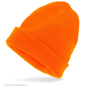 Neon Orangene Beanie Mütze Wolloptik