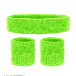 Neon Grüne Schweißbänder mit Stirnband und 2 Armbänder