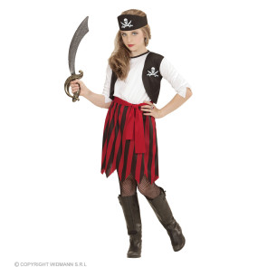 Pirate Girl mit Kleid mit Weste, Gürtel, Stirnband