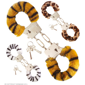 Handschellen mit Fell Sort. in Tiger, Zebra und Leopard