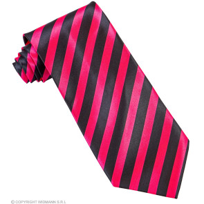 Krawatte Schwarz & Neon Pink Gestreift aus Satin