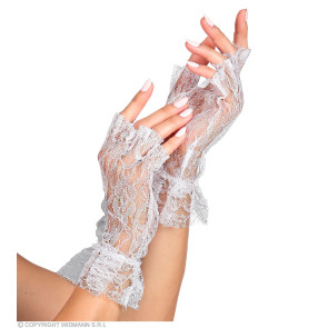 Weiße Fingerlose Handschuhe aus Spitze