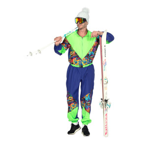Witzige 80er Sportverkleidung im Retro Skianzug