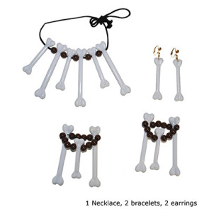 Knochen Set Ohrringe, Halskette, Armband