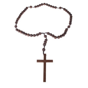 Holzkette Bußekette extra lang mit Kreuz