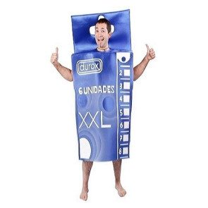 Kostüm Kondompackung mit XXL Kondomen