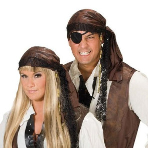 Piraten Kopftuch in Leder Look Optik braun