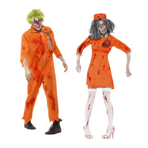 Untote Langzeit Häftlinge orange Paarkostüm