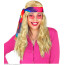 Blonde Hippieperücke mit Batik Stirnband in Box