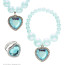 Set Hellblaue Perlenkette, Ohrringe Und Ring Perlen Und Herzjuwel