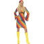 Retro 70er Hippie Kleid mit bunten diagonal Muster Regenbogen