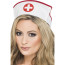 Mütze für Krankenschwestern und Pflegerinen, weiß mit Kreuz in ro, elastisch