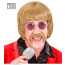 Blonde Perücke 60er Jahre Musiker mit Schnurrbart und Brille in Box