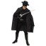 Mann in Zorro Kostüm mit schwarzem Umhang 100cm